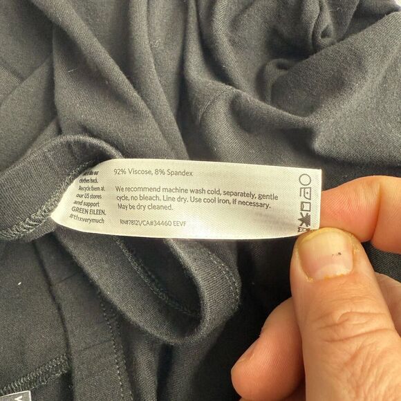 Eileen Fisher Leggings Black Viscose Blend Size Medium Petite Career Comfy - Picture 9 of 9